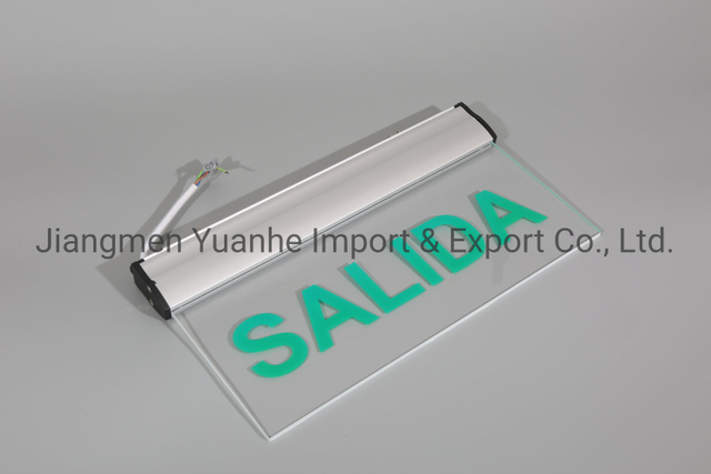 Luz de señal de salida de emergencia, luz de señal de escape con PVC transparente o cambiable, varias instalaciones