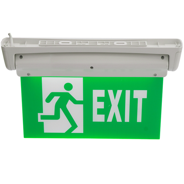 Luces LED de señal de salida de emergencia de batería Ni-cd recargable de impresión verde blanco