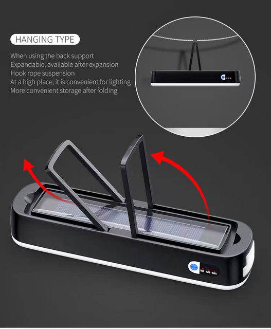 Luces solares LED de emergencia de panel solar recargable multifunción de venta nueva portátil personalizada 